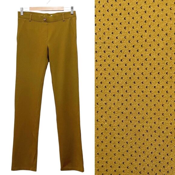 Betabrand Straight-Leg Classic Dress Pant Yoga Pant Toffee Polka Dot Size Medium - Picture 10 of 10